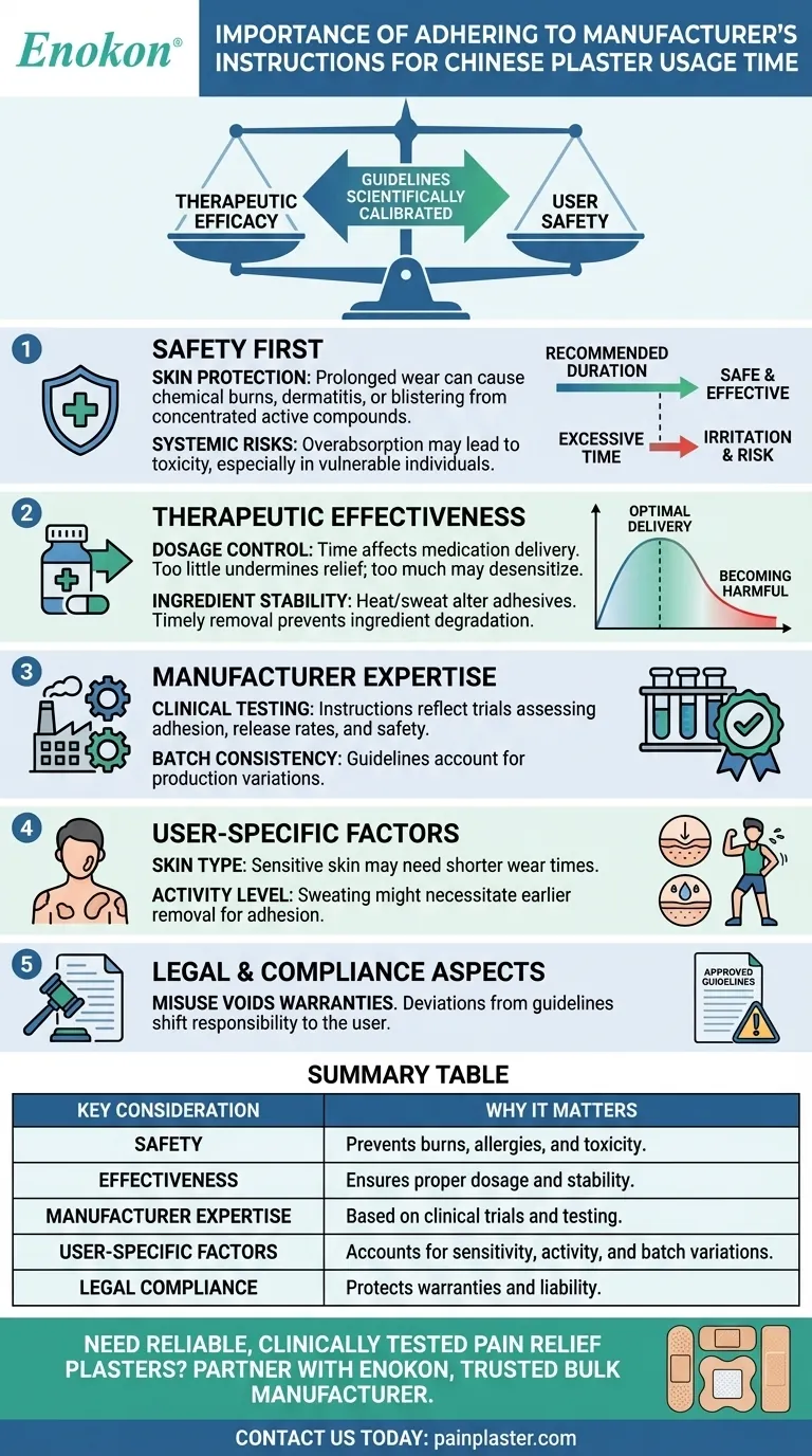 Why is it important to follow the manufacturer's instructions for Chinese plaster usage time? Visual Guide
