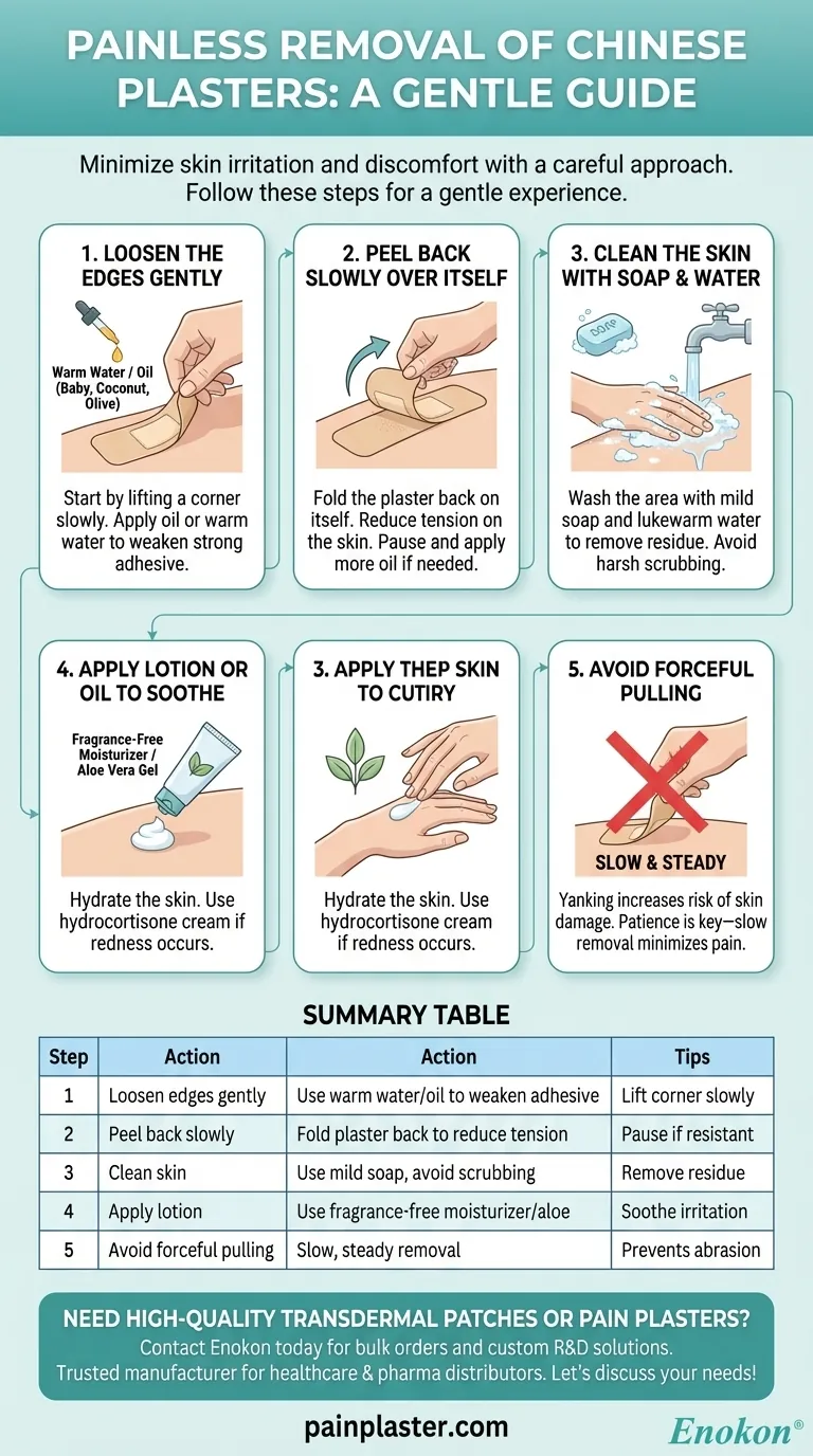 Wie lässt sich ein chinesisches Pflaster schmerzfrei entfernen?Sanfte Entfernungstipps für die Sicherheit der Haut Visuelle Anleitung
