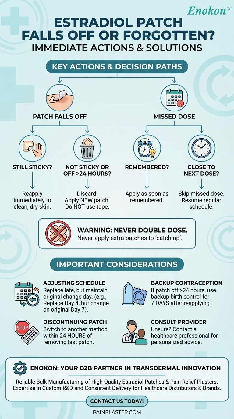 ما الذي يجب فعله إذا سقطت لصقة الإستراديول أو تم نسيانها؟إصلاحات سريعة ونصائح الخبراء دليل مرئي