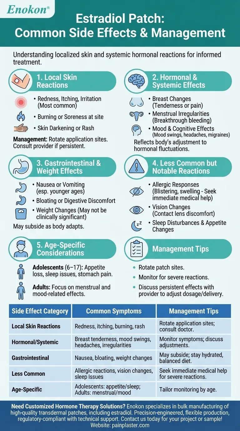 Quais são os efeitos secundários comuns do adesivo de estradiol?Gerir as reacções cutâneas e hormonais Guia Visual